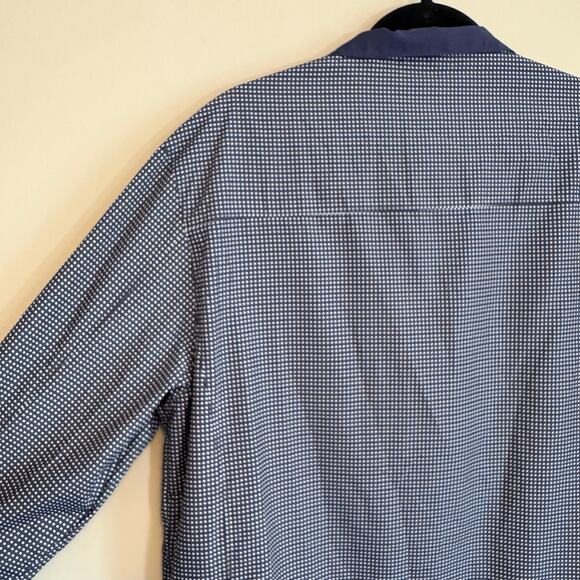 Vintage 70s Jean Pierre Jacket Mens 38 US XL Blue Geometric Full Zip Long Sleeve - Picture 5 of 9
